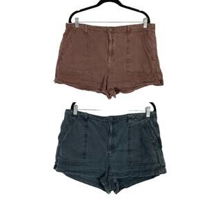 NWOT AERIE Shorts XL Sunshine Vintage Wash Distressed Cotton Lyocell Canvas